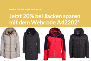 Nur heute 20% Extra-Rabatt On Top auf alle Jacken und M&auml;ntel f&uuml;r Damen und Herren im Adler Shop
