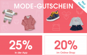 Nur heute 20% online oder 25% in der App auf das komplette Modesortiment im Babymarkt