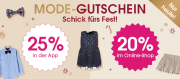 Nur heute 20% online oder 25% in der App auf das komplette Modesortiment im Babymarkt Shop