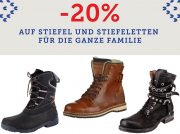 Nur heute 20% Rabatt auf alle Stiefel und Stiefeletten f&uuml;r Damen und Herren bei Mirapodo