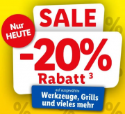Nur heute 20% Rabatt auf ausgew&auml;hlte Baumarkt-Artikel bei Lidl