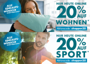 Nur heute 20% Rabatt auf das Wohnen und Sport Sortiment im Galeria Karstadt Kaufhof Shop