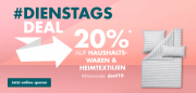 Nur heute 20% Rabatt auf Haushaltswaren und Heimtextilien im Galeria Karstadt Kaufhof Shop