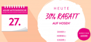 Nur heute 20% Rabatt auf Hosen f&uuml;r Damen, Herren und Kinder im Adler Shop