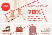 Nur heute 20% Rabatt auf Schuhe, Taschen und Bekleidung f&uuml;r Damen im Mirapodo Shop