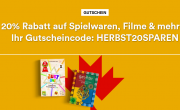 Nur heute 20% Rabatt auf Spielwaren, Filme, H&ouml;rb&uuml;cher und H&ouml;rbuch-Downloads im Thalia Shop