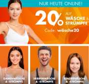 Nur heute 20% Rabatt auf W&auml;sche & Str&uuml;mpfe im Galeria Karstadt Kaufhof Shop