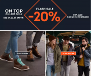 Nur heute 20% Rabatt On Top auf alle Schuhe und Textilien im SportScheck Flash Sale