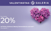 Nur heute 20% Valentinsrabatt auf Uhren, Schmuck, Beauty, Handtaschen & Damenw&auml;sche bei Galeria