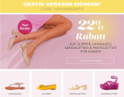 Nur heute 22% Rabatt auf Sandalen, Sandaletten, Espadrilles f&uuml;r Damen + gratis Versand bei Mirapodo