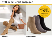 Nur heute 24% Rabatt auf Stiefel & Stiefeletten bei Baur
