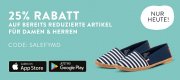 Nur heute 25% Extra-Rabatt auf bereits reduzierte Artikel f&uuml;r Damen und Herren im Mirapodo Shop