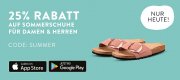 Nur heute 25% Extra-Rabatt auf &uuml;ber 15.000 Sommerschuhe f&uuml;r Damen und Herren im Mirapodo Shop