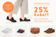 Nur heute 25% Rabatt auf alle Schuhe und Taschen im Mirapodo Shop
