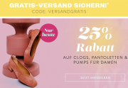 Nur heute 25% Rabatt auf Clogs, Pantoletten und Pumps f&uuml;r Damen + gratis Versand bei Mirapodo
