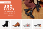 Nur heute 30% Extra-Rabatt auf ALLE Schuhe f&uuml;r Damen und Herren bei Mirapodo
