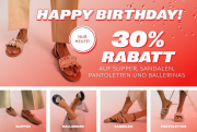 Nur heute 30% Rabatt auf Sandalen, Slipper, Pantoletten & Ballerinas f&uuml;r Damen & Herren bei Mirapodo