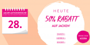 Nur heute 50% Rabatt auf alle Jacken f&uuml;r Damen, Herren und Kinder im Adler Shop