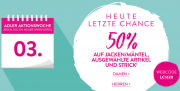 Nur heute 50% Rabatt auf Jacken, Strick und ausgew&auml;hlte Artiikel im Adler Shop