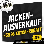 Nur heute Jacken Ausverkauf bis zu 55% Extrarabatt bei SportSpar