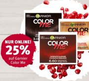 Nur heute und Online bekommt ihr bei Rossmann 25% Rabatt auf Garnier Color Me! Haarfarben