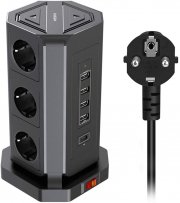 NVEESHOX Steckdosenleiste mit 9 Steckdosen und 5 USB Anschl&uuml;ssen