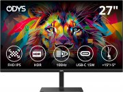 ODYS i27 Monitor - 27-Zoll, Full HD, 100 Hz, mit HDR, IPS Panel, FreeSync, HDMI, USB-C, 3,5mm Audio