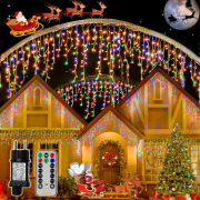 Ollny 10 Meter 396 LEDs Eisregen Lichterkette mit Fernbedienung und Timer