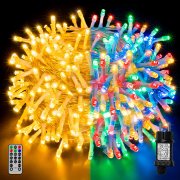 Ollny 20 Meter 200 LED Lichterkette mit Fernbedienung Warmwei&szlig; und Bunt f&uuml;r Innen und Au&szlig;en 