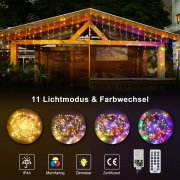 Ollny 306 LEDs Farbwechsel Lichtkette Lichtvorhang mit 11 Modi Fernbedienung