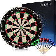 Oppikle Profi Steeldartscheibe aus hochwertigstem Sisal mit 9 Dartpfeilen