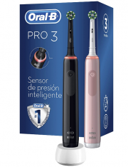 Oral-B Pro 3 3900 mit 2 elektrischen Zahnb&uuml;rsten Rosa und Schwarz mit Drucksensor