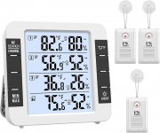 ORIA Indoor Digital Indoor/Outdoor Hygrometer Thermometer mit 3 drahtlosen Sensoren