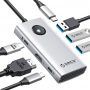 ORICO 6 in 1 USB 3.0 Hub Docking Station mit HDMI 4K+PD100W+3 USBA 3.0+USBC 3.0