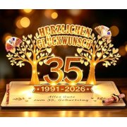 Originelles Geldgeschenk zum 35. Geburtstag: Holzschild mit LED-Lichtern f&uuml;r 6,99&euro;