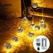 Othran 10M Marokkanische Indoor Lichterkette mit 30 LED Silberkugeln