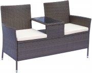 Outsunny 2-Sitzer Polyrattan Gartenbank mit Tisch