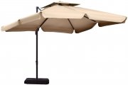 Outsunny Ampelschirm mit Doppeldach 270x270x260cm inkl. St&auml;nder, 4 Gewichte und Schutzhaube