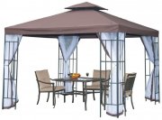 Outsunny Gartenpavillon 3x3m mit Moskitonetz