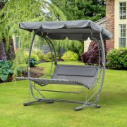 Outsunny Hollywoodschaukel mit Dach 2 Sitzer Metall Grau