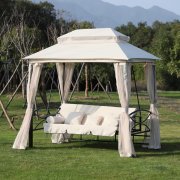 Outsunny Luxus 3-Sitzer Hollywoodschaukel mit Seitenw&auml;nden