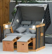 Outsunny PE Rattan 2-Sitzer Strandkorb Hellgrau 118 x 79 x 50 cm