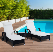 Outsunny Rattan Sonnenliegen mit Tisch