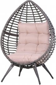 Outsunny Rattansessel in Tropfenform mit Sitzkissen