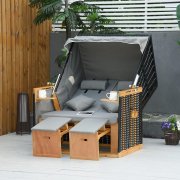 Outsunny Strandkorb mit Dach und Getr&auml;nkehalter 118 x 79 x 150 cm