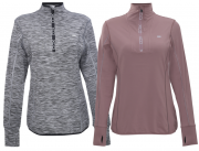 OXIDE XCO Damen Sport-Pullover mit Rei&szlig;verschluss und Daumenl&ouml;cher in Grau oder Rosa