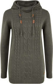 OXMO Cable Damen Strickpullover mit Kapuze in 4 Farben