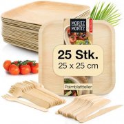 Palmblatt-Geschirrset von Moritz & Moritz f&uuml;r 25 Personen im Angebot