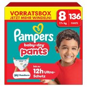 Pampers Baby-Dry Pants Gr. 8 (136 Stk.) im Angebot bei Amazon