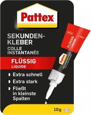 Pattex Sekundenkleber Fl&uuml;ssig, sp&uuml;lmaschinenfester Superkleber 1 x 10g